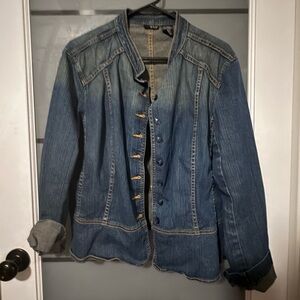 a.n.a Distressed Blue Denim Jacket